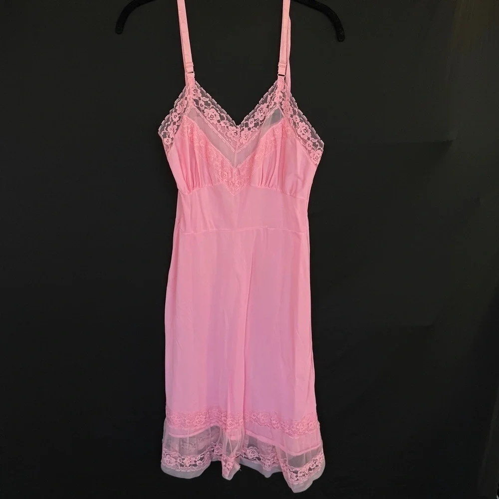 Vintage Strainless Blush Lace Slip Dress